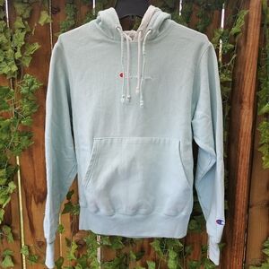 Womens Champion Light Blue Reverse Weave Double Layered Hoodie